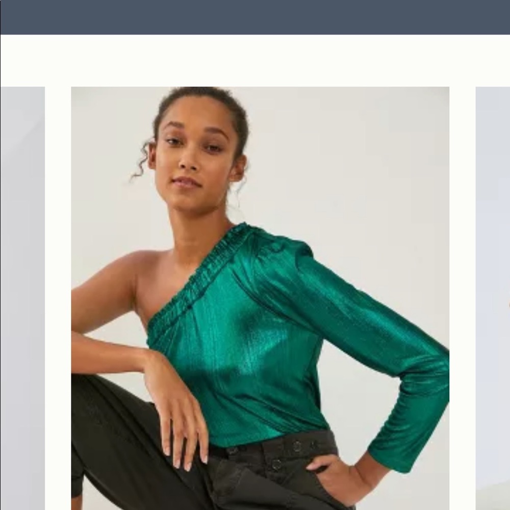 NWT ANTHROPOLOGIE ONE SHOULDER METALLIC TOP